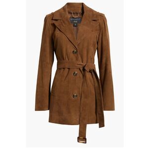 New BERNARDO Suede Belted Trench Coat Size Large